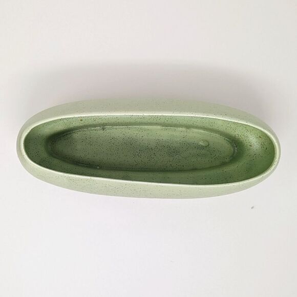 Vintage Mid-Century Stanford Sebring Ohio pottery ceramic planter speckled mint - Picture 4 of 7